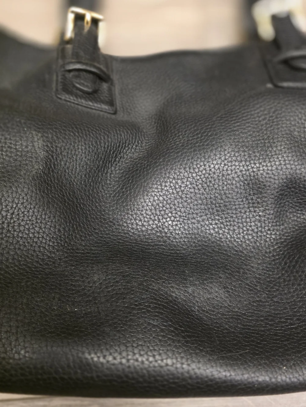 DKNY Black Pebbled Leather Hobo Tote with Gold Hardware